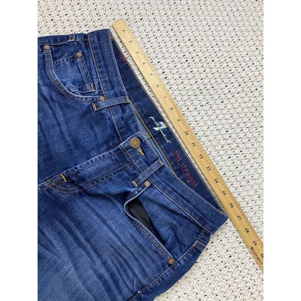 7 For All Mankind The Straight Leg Jeans Men Size 31 Medium Wash Denim Classic‎